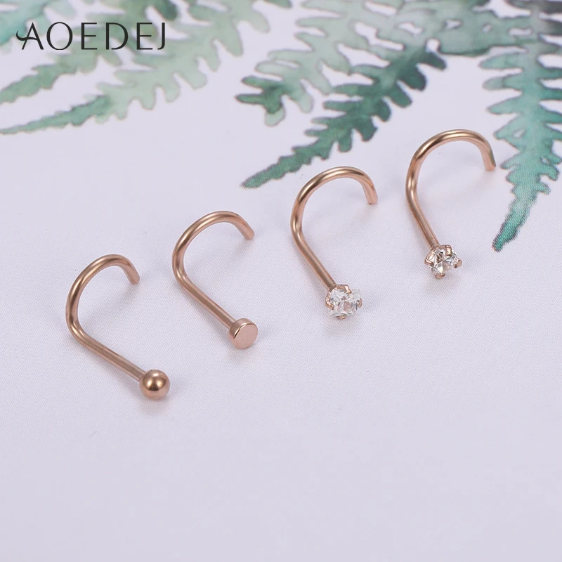 Aoedej 4 шт./лот Розовое золото покрытые 20G Стерильная сталь штанги для носа кольцо в ноздрю украшение для прокола тела.