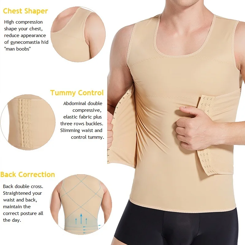 

Men's Slimming Body Shapewear Corset Vest Shirt Compression Abdomen Tummy Belly Control Slim Waist Underwear Sports Shaper