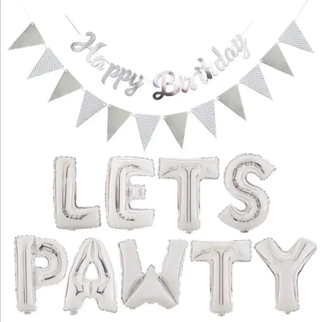 LETS PAWTY фольга Воздушные шары День рождения украшения Дети Алфавит домашние собаки кошки подарок розовый/синий воздушные шары Детские принадлежности для душа - Цвет: 3