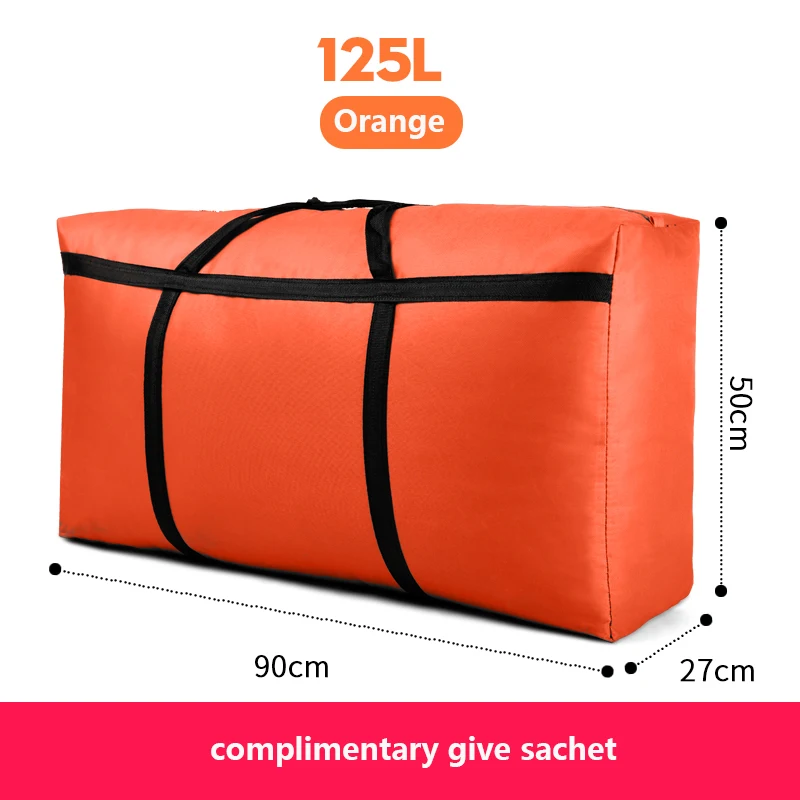 Orange 125L Дорожная сумка, холщовая, переносная, для женщин, для выезда за границу, сумка для багажа, большая вместительность, 40L-180L, большая, переносная, для дома, сумка для хранения, очень большая - Цвет: Orange 125L
