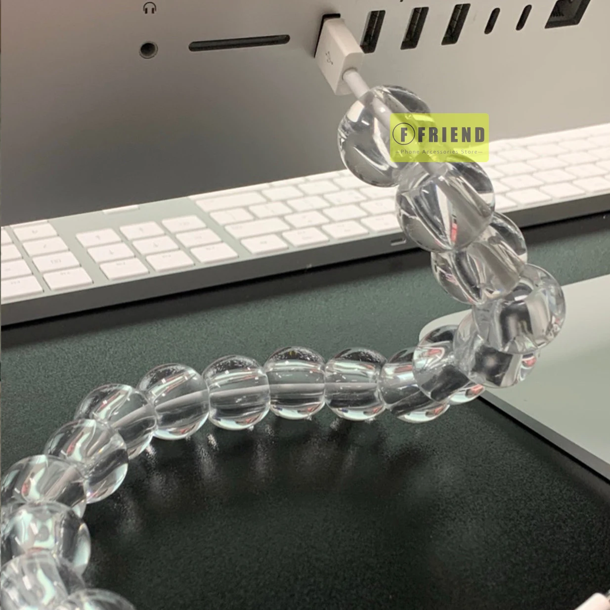luxury minimalism clear beads lightning iphone phone charging cable for iphone 11 12 pro max 7 8p xs xr girl phone data cable free global shipping