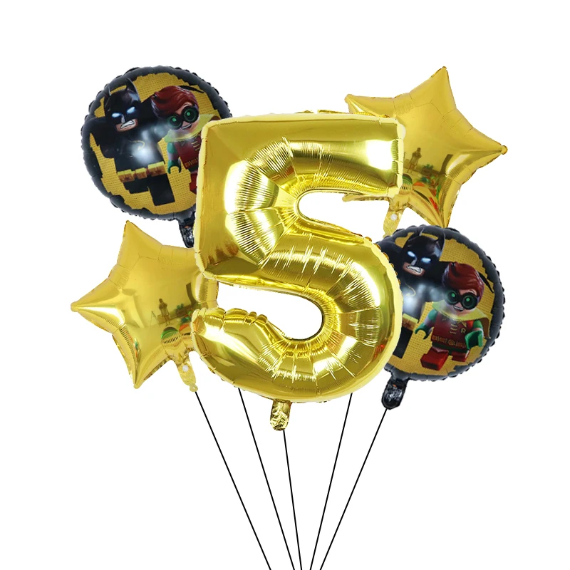 

new 5pcs Super Man Foil Balloons gold 30inch Number balloon kids 1 2 3 4 5 Year Old Globos for Boy Male Birthday Decor