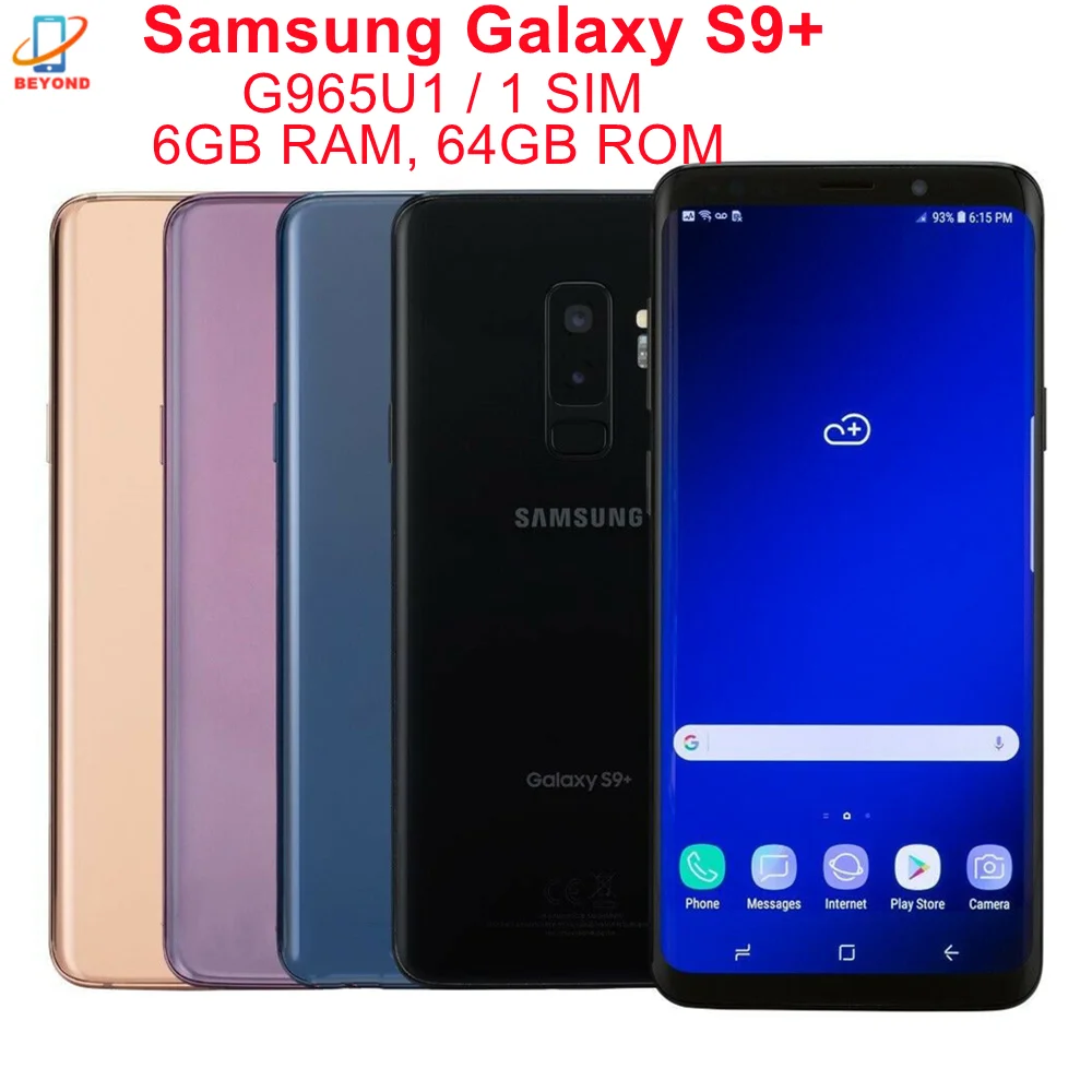 

Original Samsung Galaxy S9+ S9 Plus G965U1 6.2" 6GB RAM 64GB ROM Octa Core NFC Snapdragon 845 Fingerprint 4G LTE Cell Phone