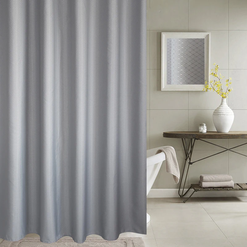 

Shower Curtain Thick Jacquard Curtains High Grade Bathroom Silver Gray Honeycomb Textured Polyester Fabric Dropshipping