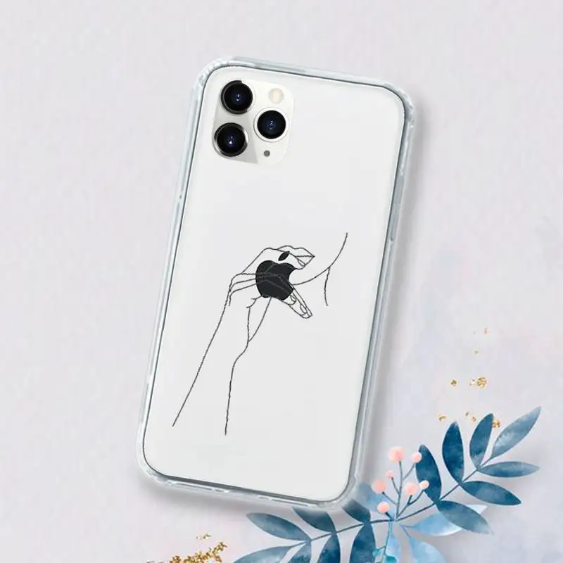 

Line art aesthetics Phone Case Transparent for iPhone 11 12 mini pro XS MAX 6 6S 8 7 Plus X 5S SE 2020 XR