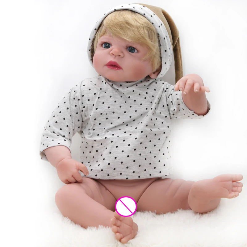 

20 Inch 50cm Reborn Baby Doll Reality Touch Soft Silicone Body Cute Blond Boy Blue Eyes Rebirth Dolls Bebe Toy Childrens Gifts