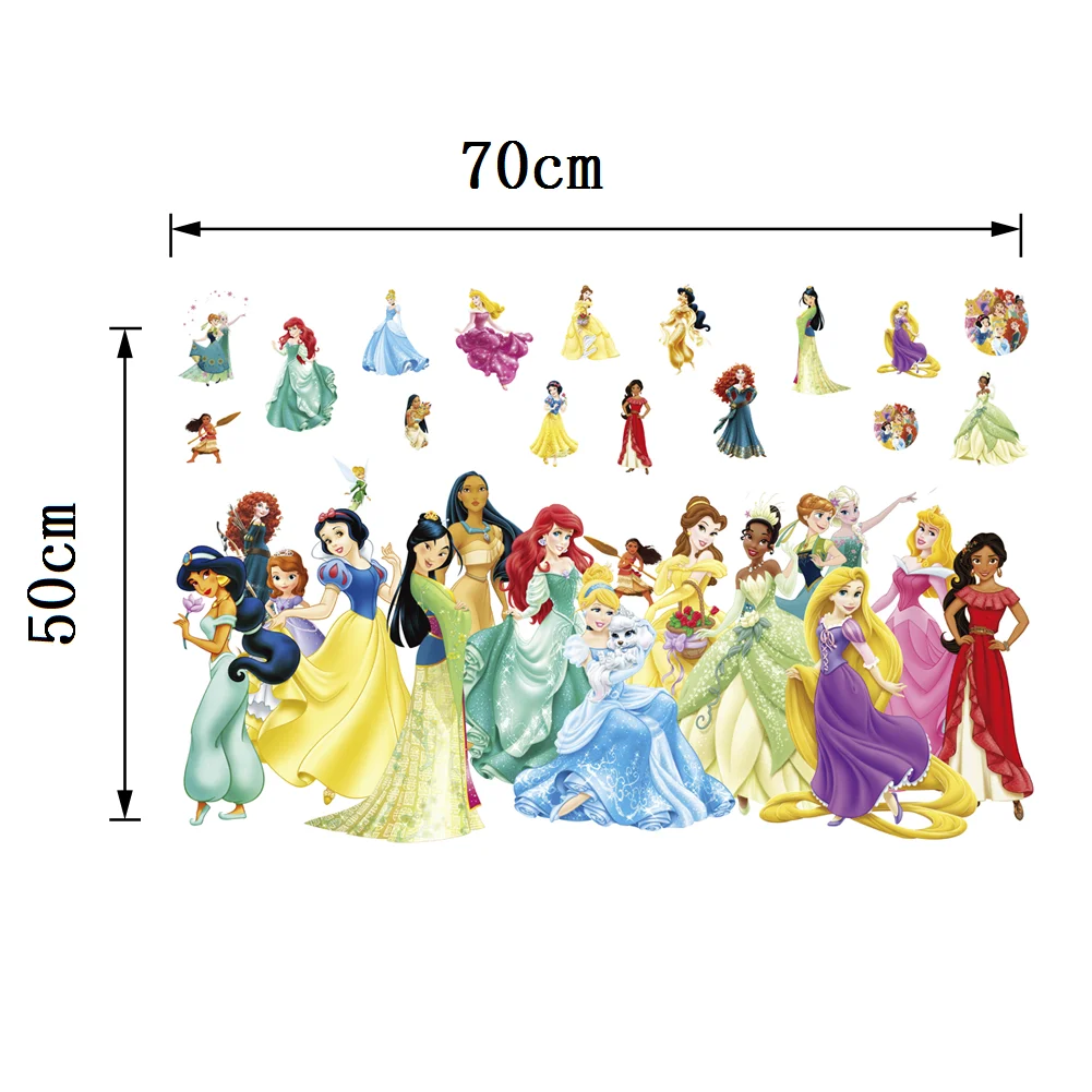 

Cartoon Lovely Snow White Cinderella Aurora Princess Wall Stickers For Kids Room Home Decoration Mural Art Girls Wall Decals