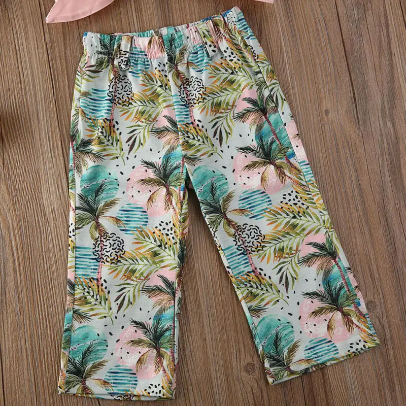 

Pudcoco Baby Girl Clothes Set Kids Tank Pink Crop Top Vest + Floral Loose Hawaii Style Pants Outfits