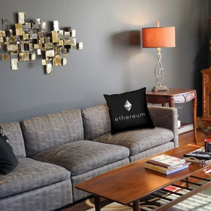 Чехол для подушки с логотипом эфириума квадратная декоративная двухсторонняя