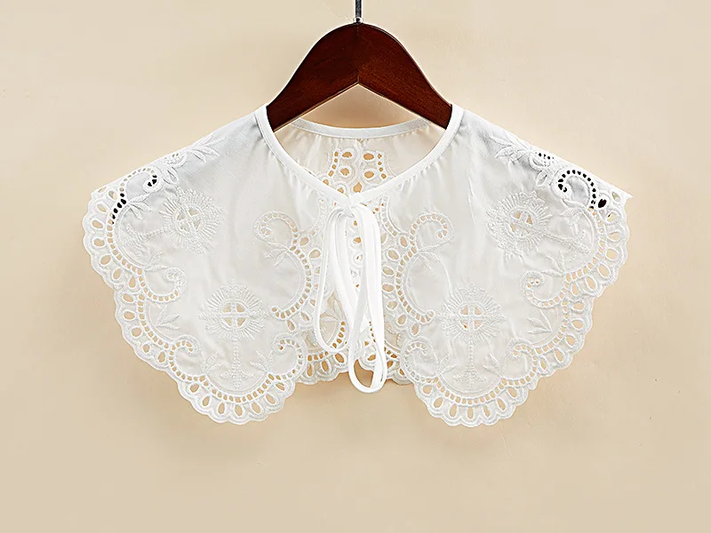 Linbaiway большой лацкан искусственный воротник для женщин Цветочная вышивка полые