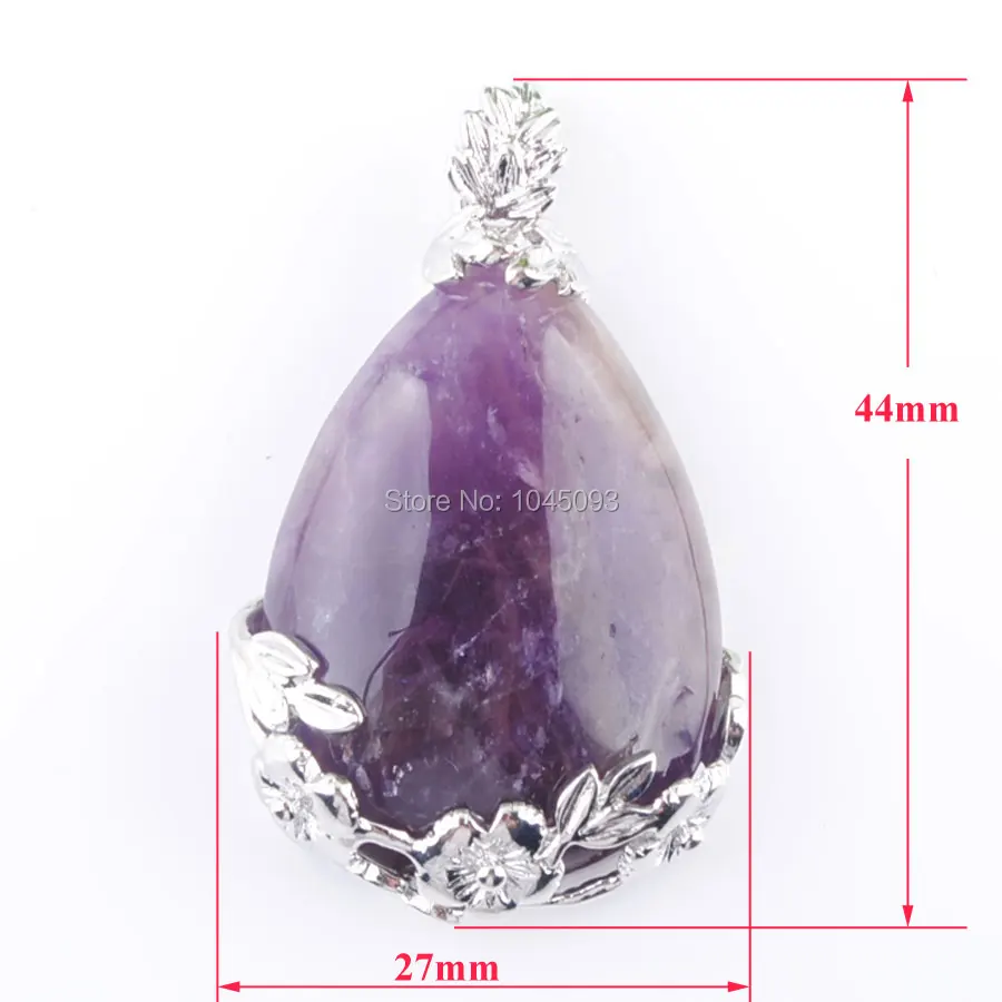 Подвеска YOWOST из натурального аметита с серебряным покрытием каплевидного камня 1
