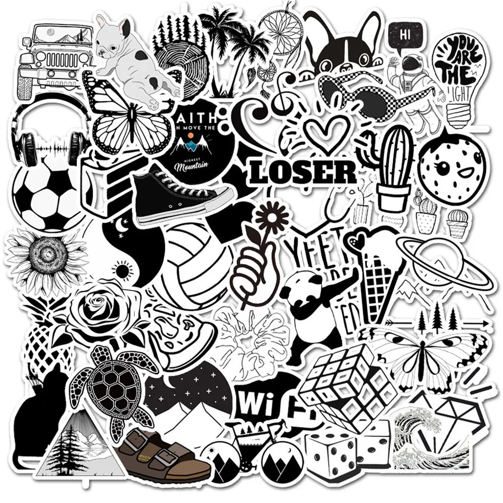 

Стикеры виниловые черно-белые, 10/30/50 шт.