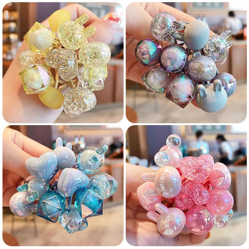 

2/10/18 Pcs/Set Baby Girls Cute Quicksand Cartoon Fruit Hair Bands Children Lovely Scrunchies Rubber Bands Kid Hair Accessories
