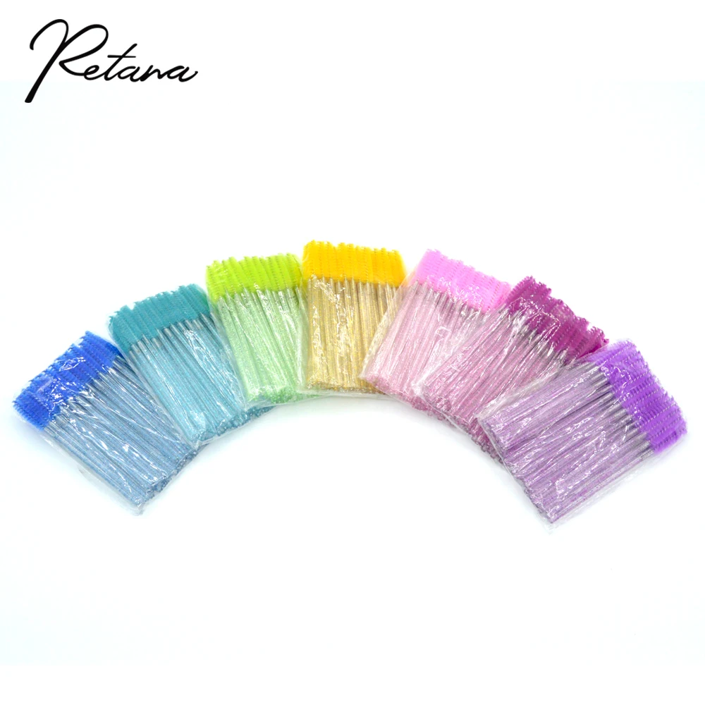 50 Shiny Disposable Eyelash Applicators Brush Mascara Applicator Eyebrow Comb Wand Wire Makeup | Красота и здоровье