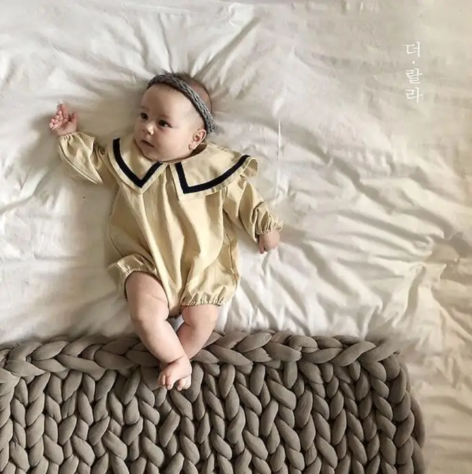 2019 хлопковая и конопляная одежда для ползания с длинным рукавом воротником