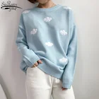 Женский милый свободный свитер с облаками, милый пуловер в Корейском стиле с длинным рукавом, утепленный пуловер в стиле панк, одежда в стиле Харадзюку для женщин, 2021, 10897
