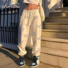 Прямые брюки ArtSu Y2K, одежда в готическом стиле с бабочками, черные брюки, белые уличные штаны в стиле Харадзюку, розовые женские брюки с высокой талией