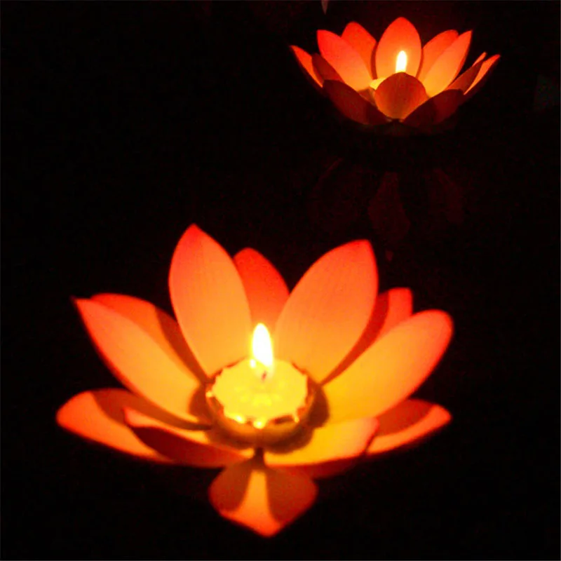 Новый Подсвечники открытый плавающий Лотос светильник пруд сад воды цветок