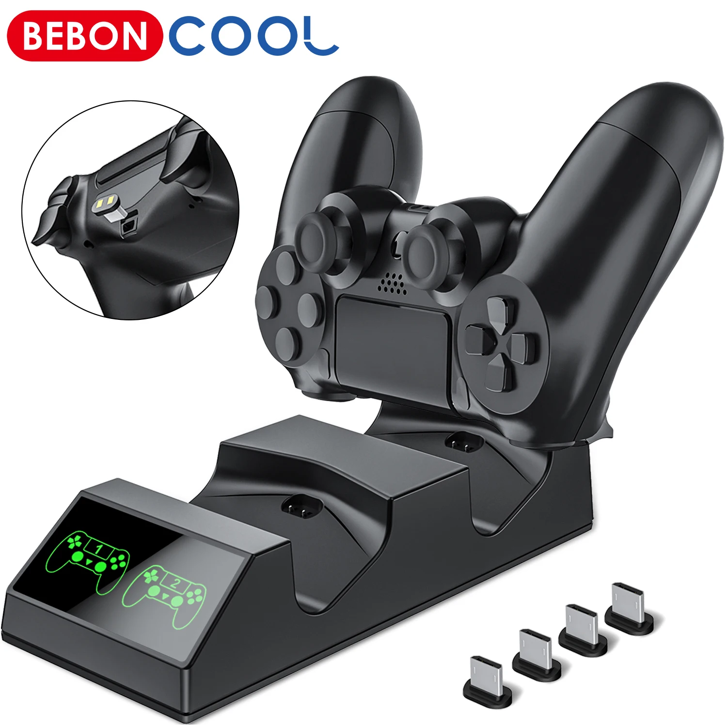 

NEW Dual Controller Charger For PS4 with 4 Charging Micro USB Dongles Fast Charing Dock Station For Playstation 4/PS4 Slim/PS4