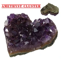 mini natural purple uruguay amethyst cluster heart shaped rough stone for table desk decoration craft gift 1pc new