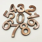 5 см 0-9 Современные наклейки с номером дома, 3D Номер двери отеля, квартиры, пластиковая красная медь, бронзовый номер, именная дверная табличка, этикетка