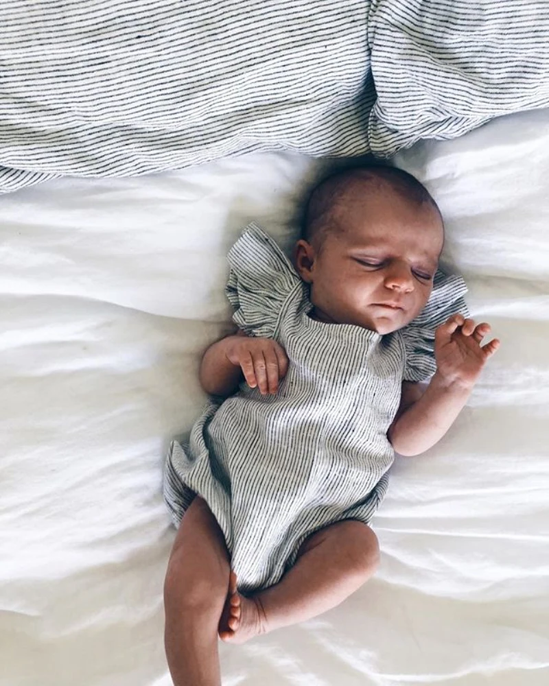 Детский комбинезон для новорожденных девочек и мальчиков хлопковый в полоску