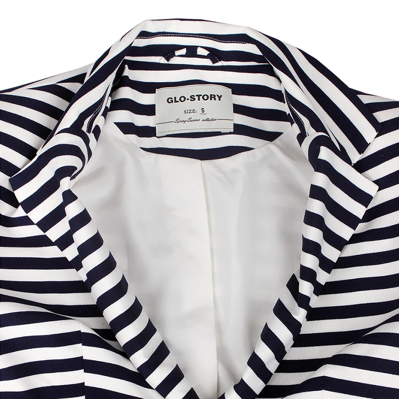 Женское облегающее пальто в полоску с длинным рукавом на одной пуговице для