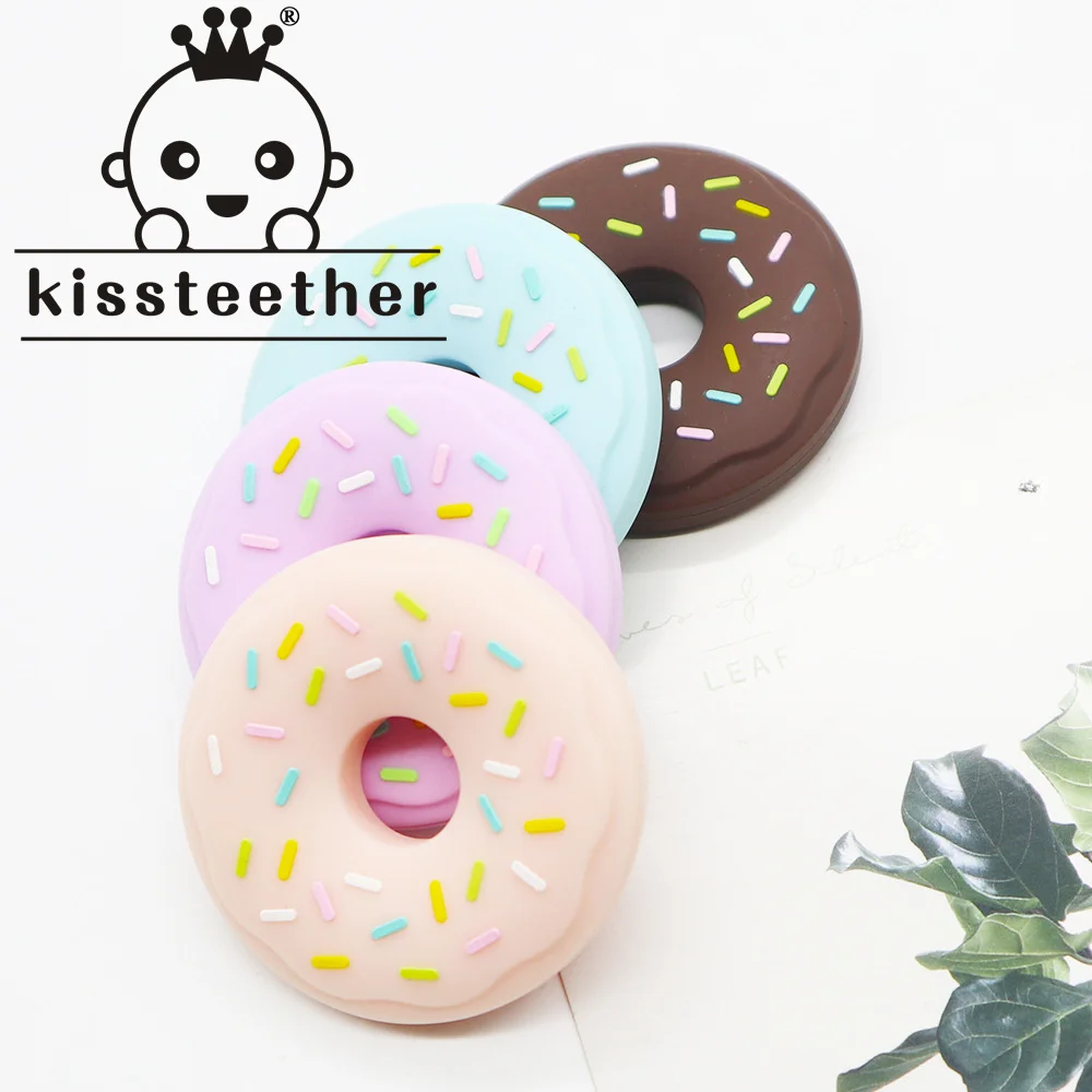

Kissteether New Silicone Teether Donut Latex Free Baby Teething Toy Baby Gift Food Grade Silicone Teether Bead Molar Toy Gift