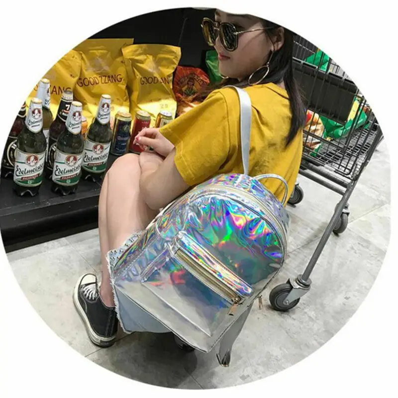 Модный голографический рюкзак из искусственной кожи для женщин и девушек
