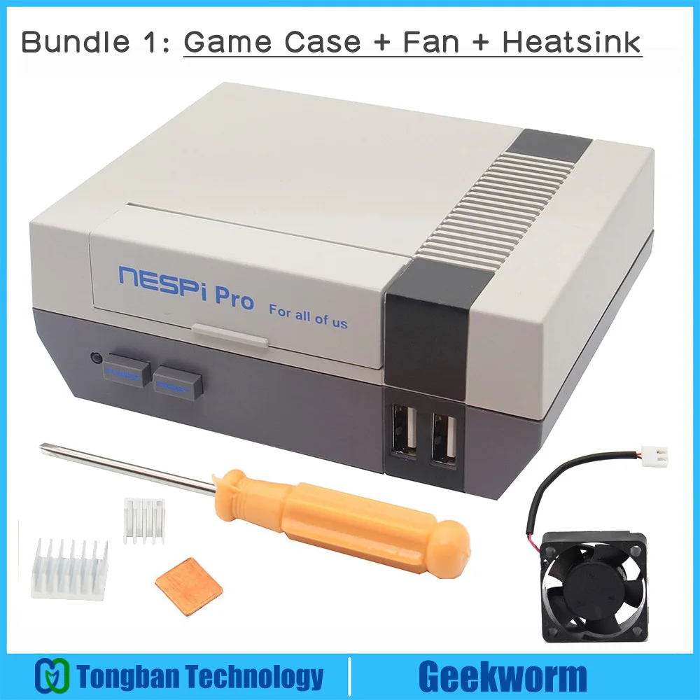 Чехол NESPi Pro с RTC Raspberry Pi 3 B+(Plus) NES FS Стильный чехол с вентилятором и радиаторами Raspberry Pi 3 Model B+, 3B - Цвет: Bundle 1