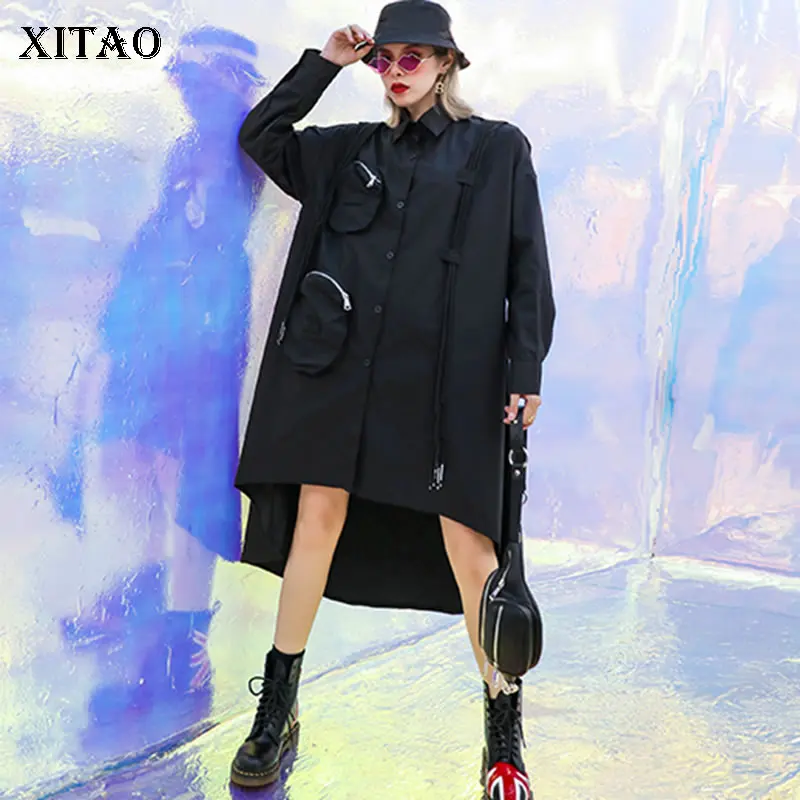 XITAO асимметричное лоскутное карманное платье индивидуальная женская одежда 2019