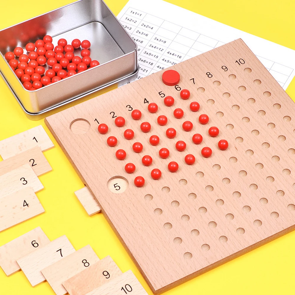 

Kids Montessori Mathematics Teaching Toys Multiply Divide Board Math Toy Wooden Beads Early Educational Board Game for Children