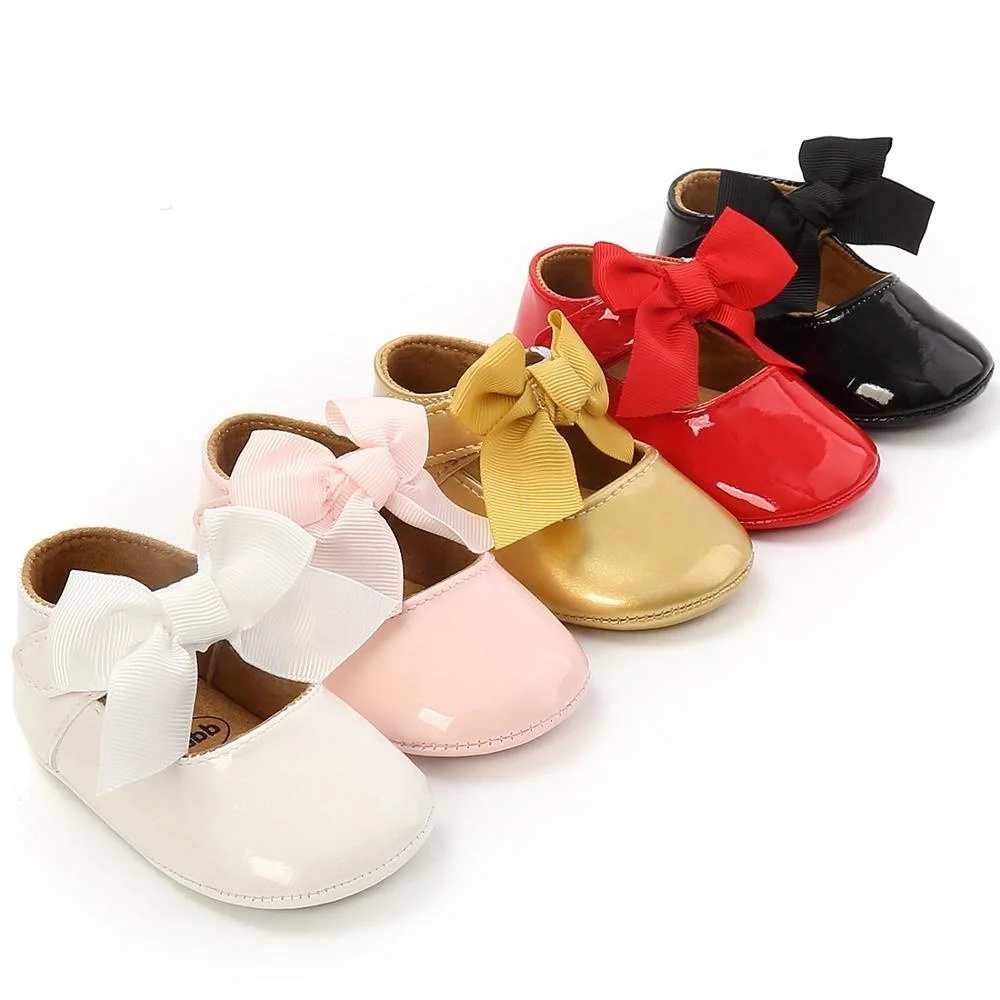 

2021 Autumn Baby Shoes PU Leather Newborn Boys Girls Shoes First Walkers Princ Bowknot Baby Prewalker