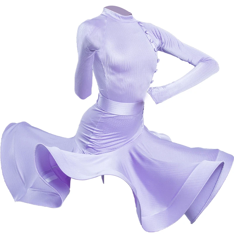 

High Quality Long Sleeves Latin Dance Dress For Girls Competition Ballroom Kids Tango Salsa Dancewear Children Cha Cha Costumes