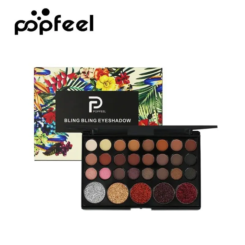 Палетка теней для век POPFEEL водостойкие металлические блестящие матовые 29 цветов |