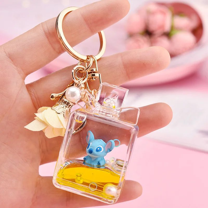 Disney творческий брелок с жидкостью мультфильмы Лило и Стич Симпатичные стежка