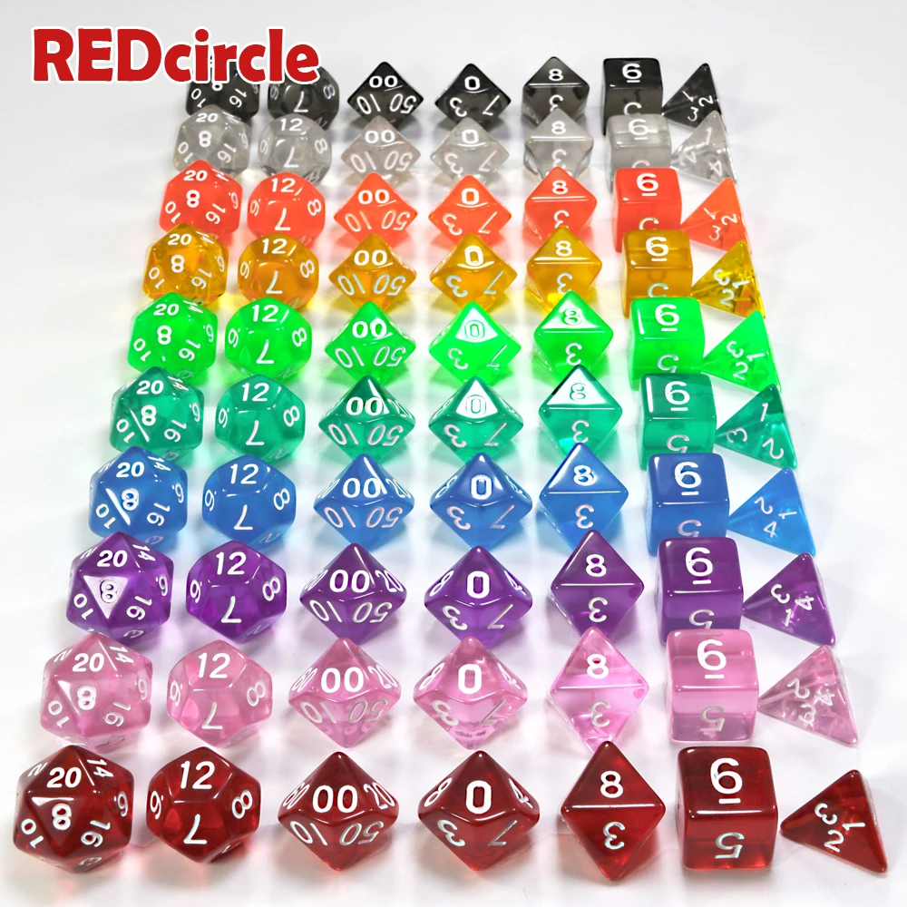 Высококачественный 1 набор из 7 сторонних игральных костей D4 D6 D8 D10 D12 D20 для