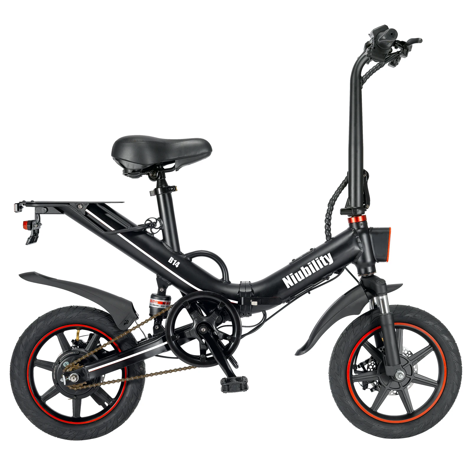 

Niubility 14 Inch Folding Electric Bicycle Power Assist E Bike Max. 100km Range with App Control for Commuting