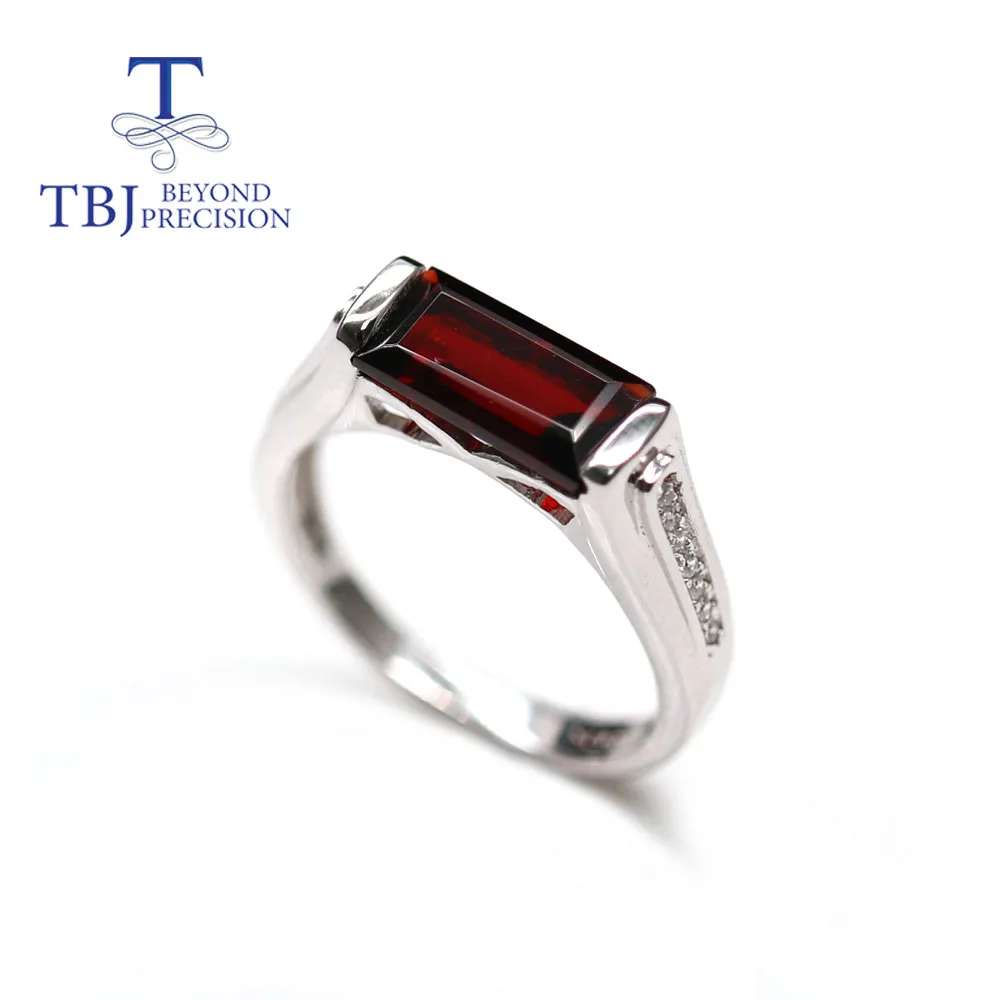 100% Natural Mozambique Red Garnet bag 5*10mm gemstone Ring classic design925 sterling silver fine jewelry