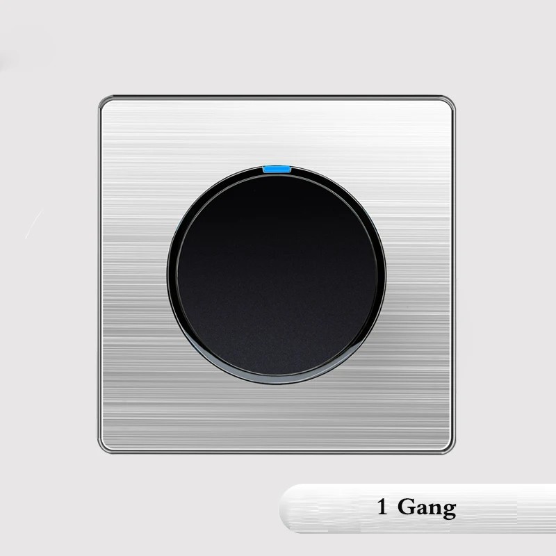 1 Gang 1 Way 1, 2, 3, 4 комплекта, 1, 2 варианта, матовый светильник из нержавеющей стали, розетка с любым щелчком, контрольная настенная розетка, переключатели, панель со светодиодом - Цвет: 1 Gang 1 Way
