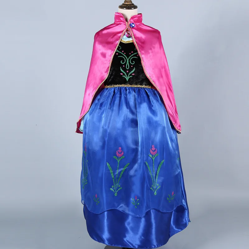 Платье Эльзы для девочек Костюмы детей Снежной Королевы костюмированной