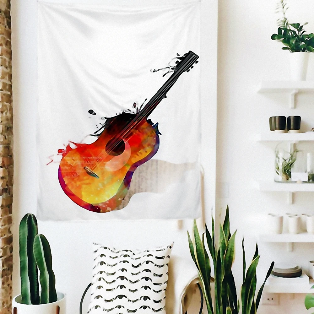 

Guitar Poster Canvas Paintings Musical Instruments Banners White Flags Wall Hanging Rock Art Bedroom Music Room Wall Decoration