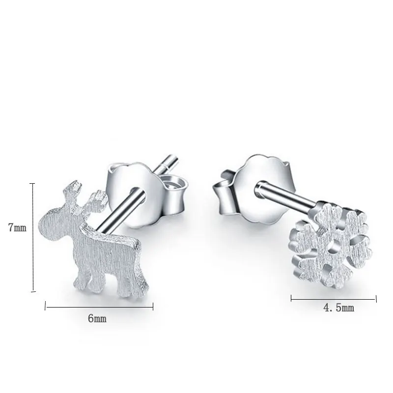 

POPACC 925 Sterling Silver Hot Sale Christmas Elk Deer Snowflake Stud Earrings For Women Girl Gift Earrings