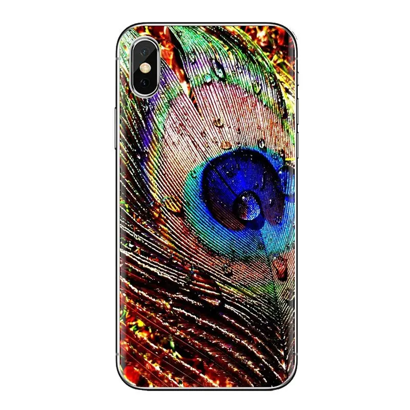 Павлин мех для iPhone XS Max XR X 4 4s 5 5S 5C SE 6 6S 7 8 Plus samsung Galaxy J1 J3 J5 J7 A3 A5 мягкие прозрачные