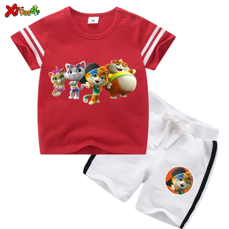 Комплекты детской одежды летняя одежда для мальчиков мультяшная Милая футболка
