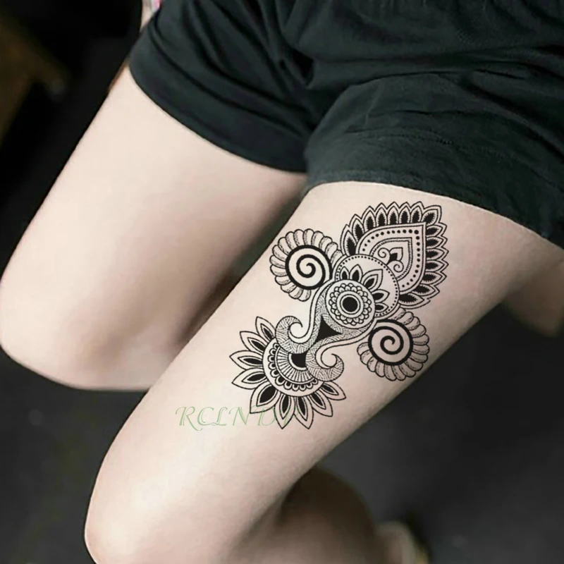 Waterproof Temporary Tattoo sticker totem datura flower petal geometric pattern big flash tatoo fake tatto for Girl Men Women | Красота и