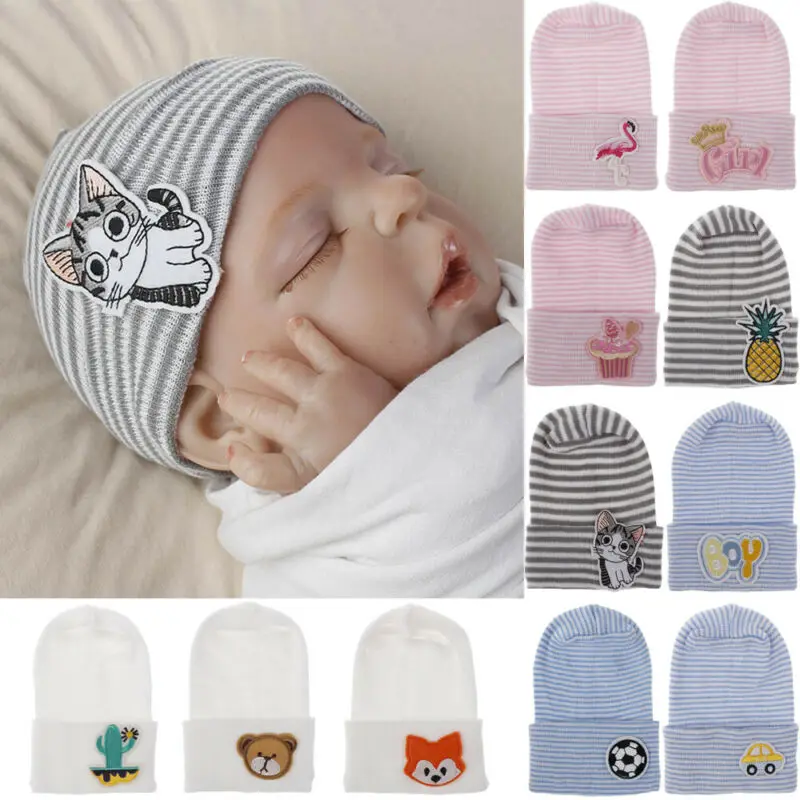 

Baby Soft Turban Newborn Hat Embroidery Winter Warm Beanie Crochet Knit Cap