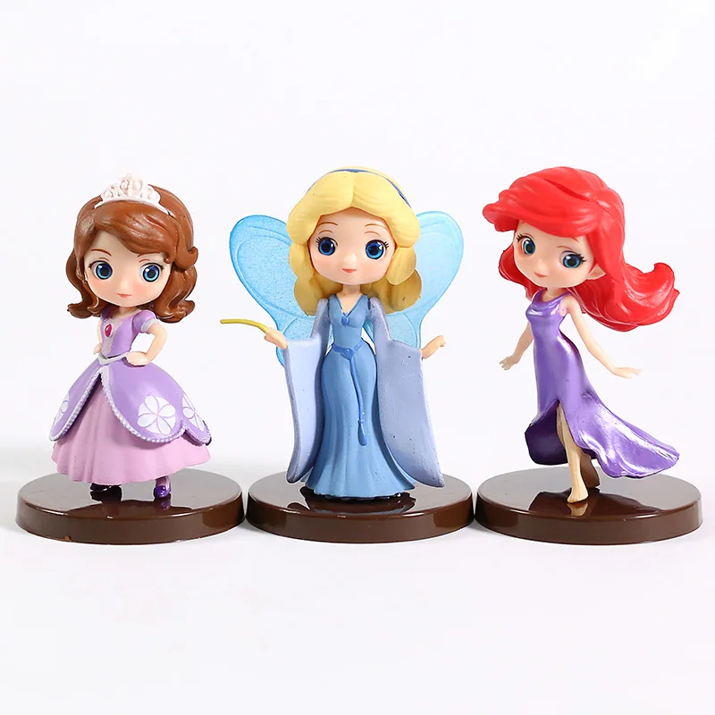 3 шт./компл. Q Posket персонажи Petit Princess София Ариэль синяя Фея фигурки аниме коллекционные куклы детские игрушки