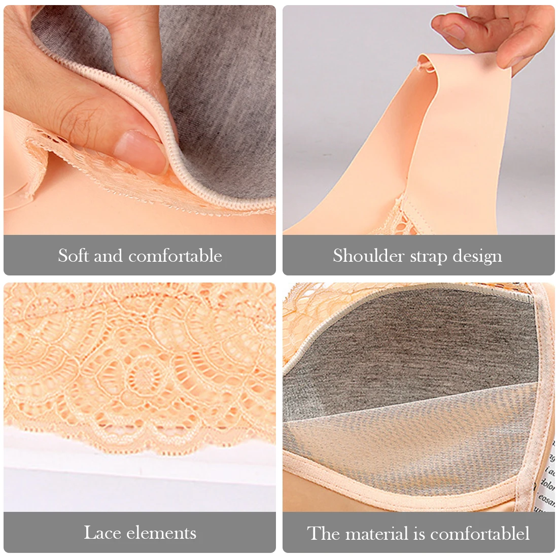 

Sexy Lace Sleep Sports Underwear for Women Cozy Wire Free Seamless Vest Bras Girls Student Anti-glare Padded Push Up Chest Wrap