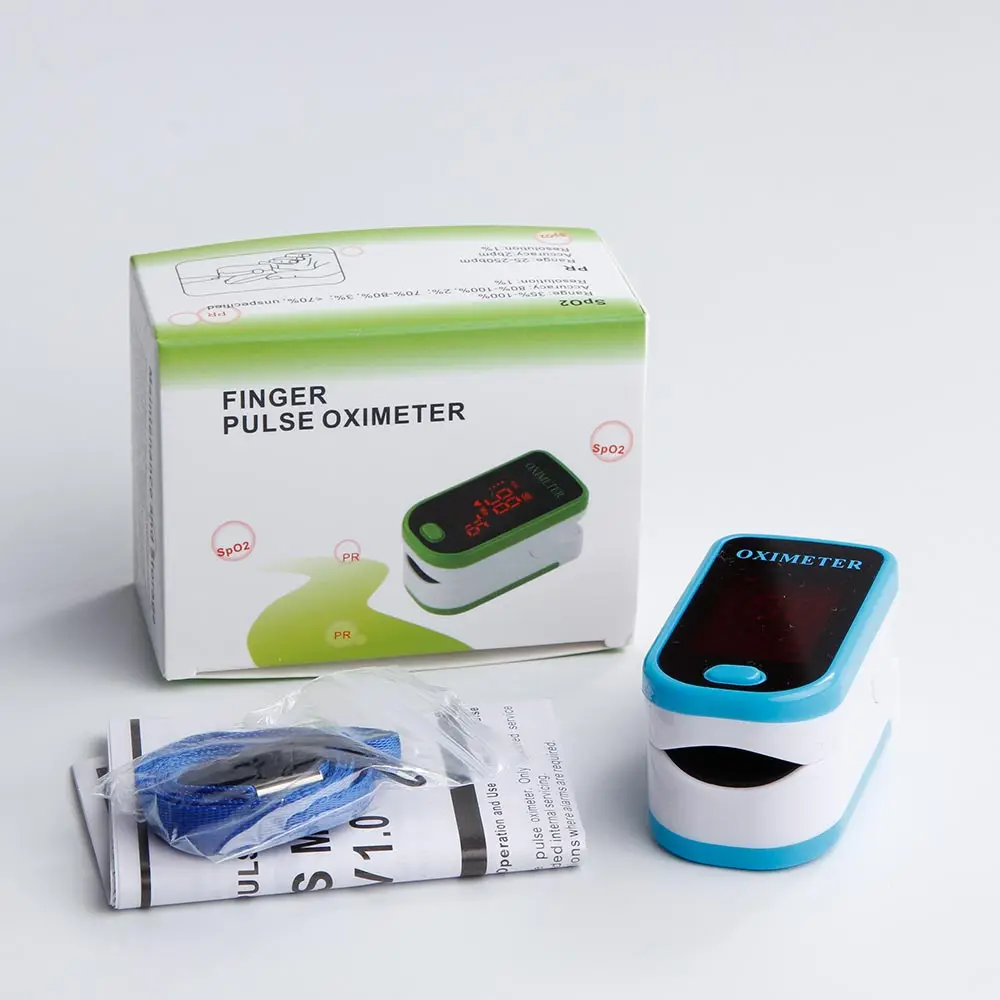 box blue Портативный Пальчиковый оксиметр, медицинское оборудование, цифровой аппарат для измерения сердцебиения, домашний монитор для здоровья, lcd Saturometro - Цвет: box blue